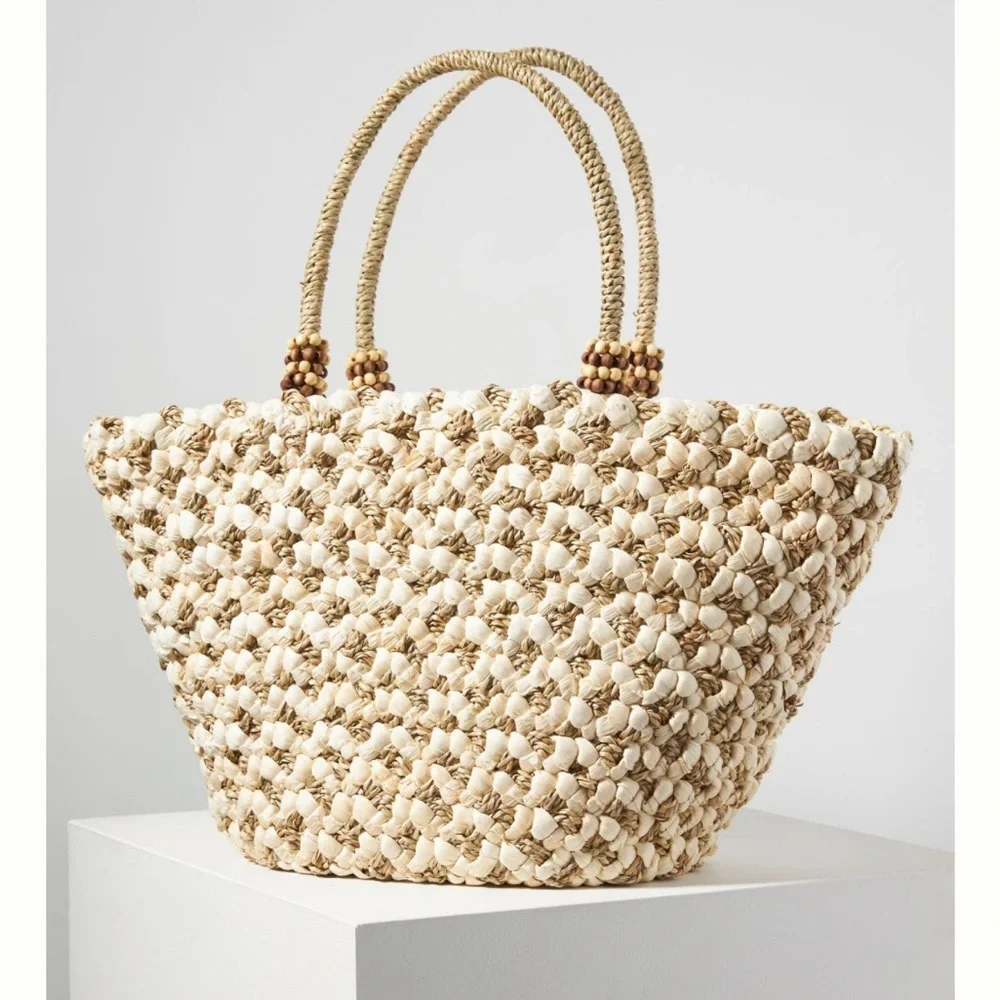 Puffy Raffia Tote Bag